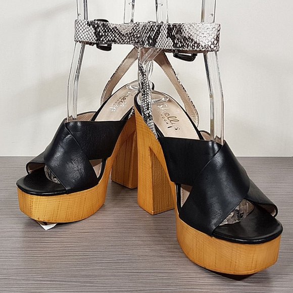 Shellys London Lessty Platform Sandal, Black Leather, Womens Sizes 6.5 & 8.5 - Picture 4 of 10